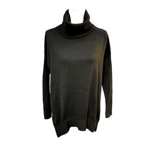 Sweet Romeo Black High-Low Turtleneck Sweater MEDIUM Lagenlook Minimalist